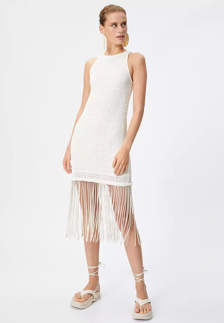 Şahika Ercümen X KOTON Fringe Openwork Dress