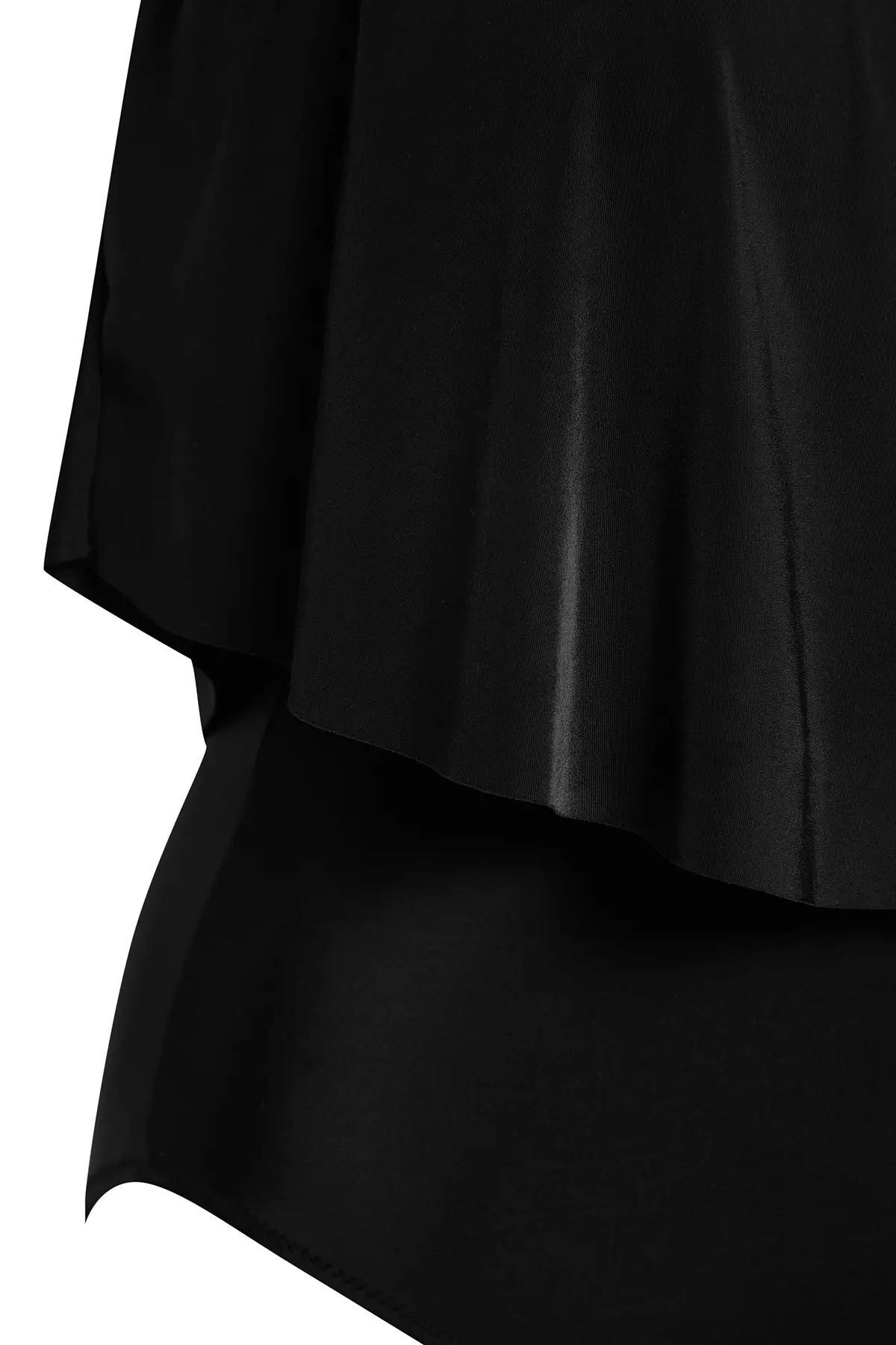 Black Ruffle Detail Round Neck Strap Plus Size Swimsuit