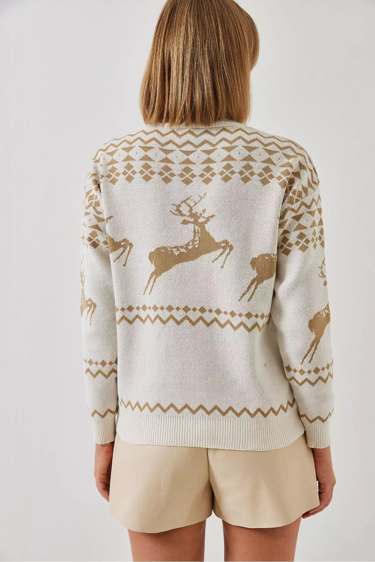 Women's Turtleneck Sweater With Deer Pattern 20246224