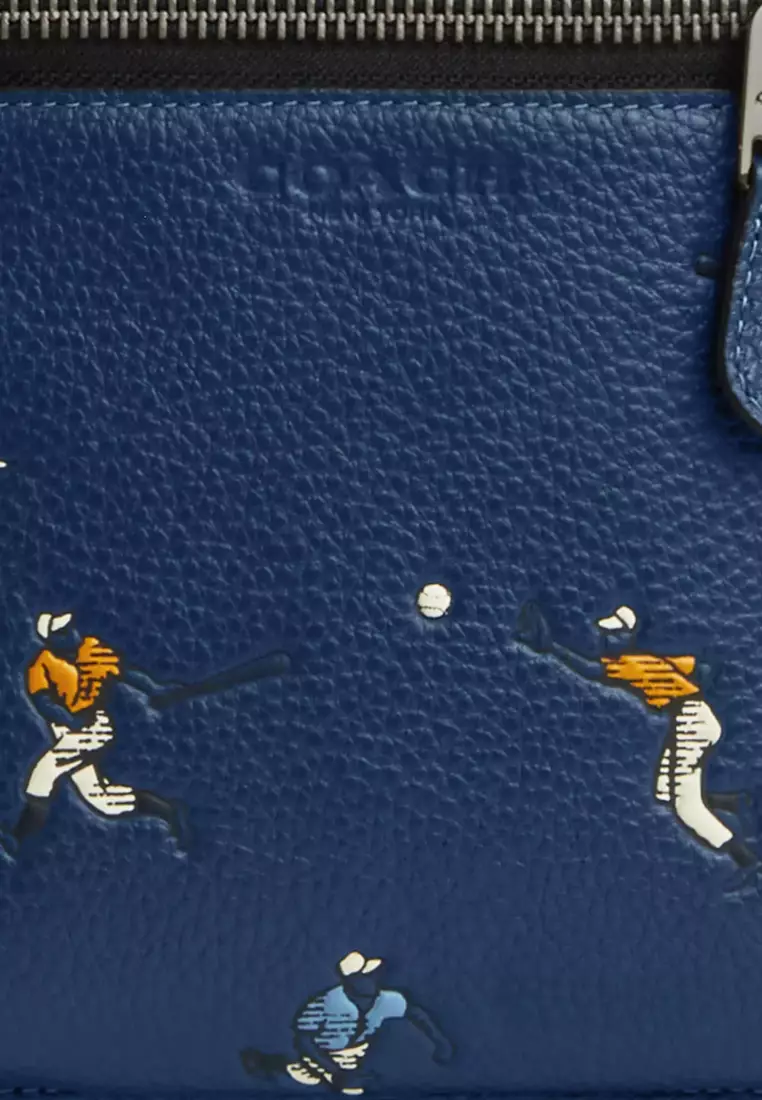 West Pack Bag With Baseball Print in Deep Blue Multi CAX48