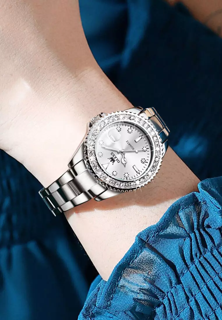 Buy OLEVS Crystalina Women Stainless Quartz Watch Jewellery Set