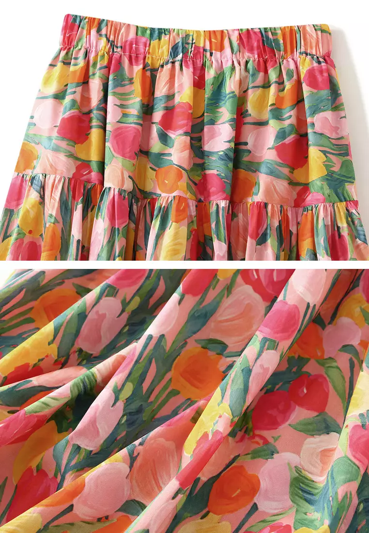 Oil Print A-line Skirt AF2302