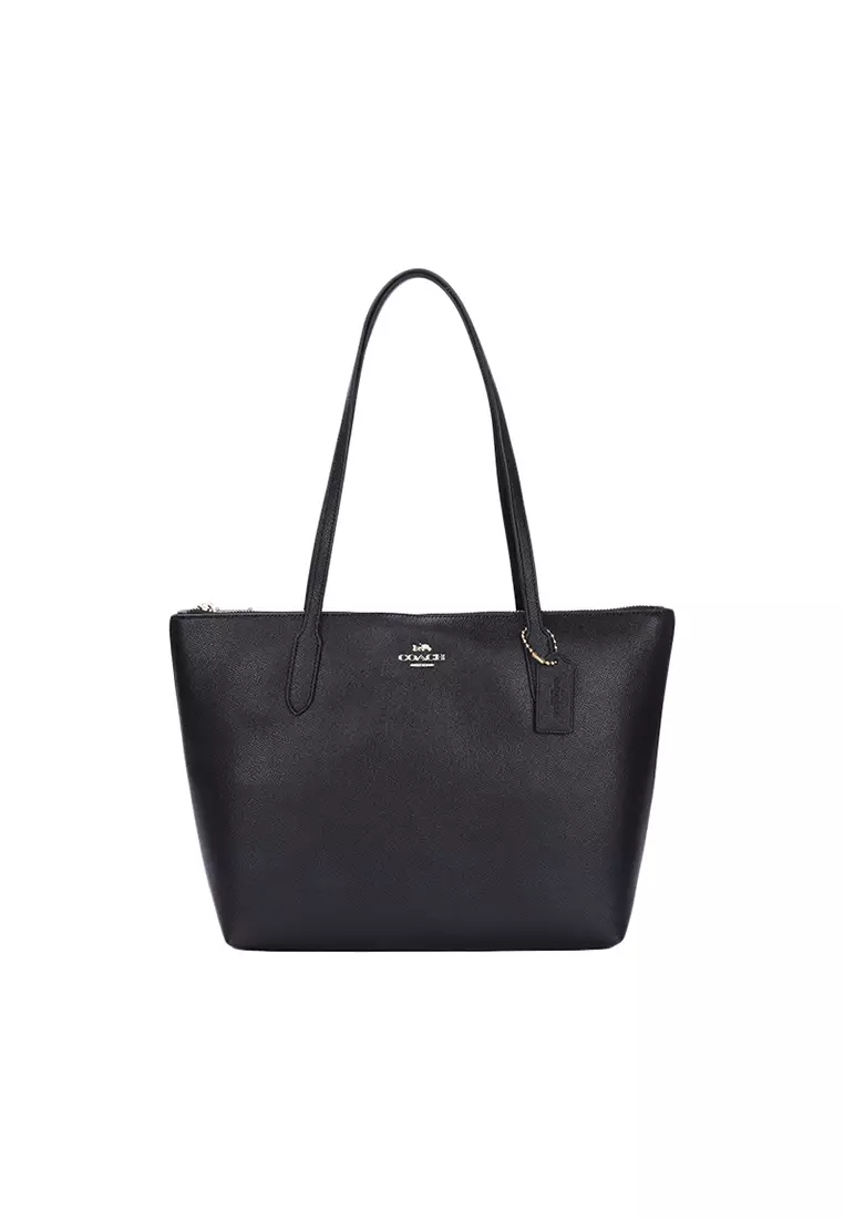 Coach COACH Zip Top Tote 30 Solid Color minimalist Leather