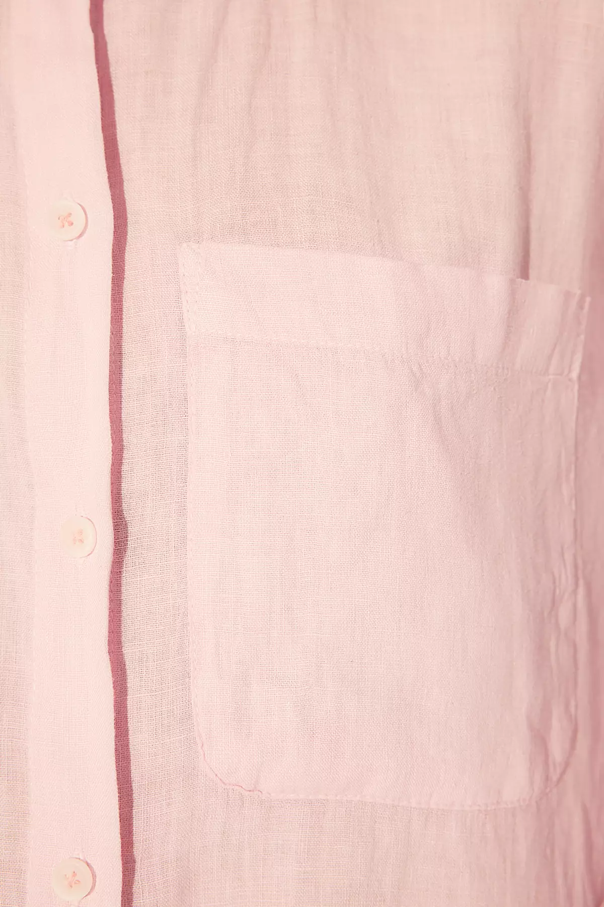 Pink 1% Linen Pocket Detailed Oversized Shirt Twoss26Go39
