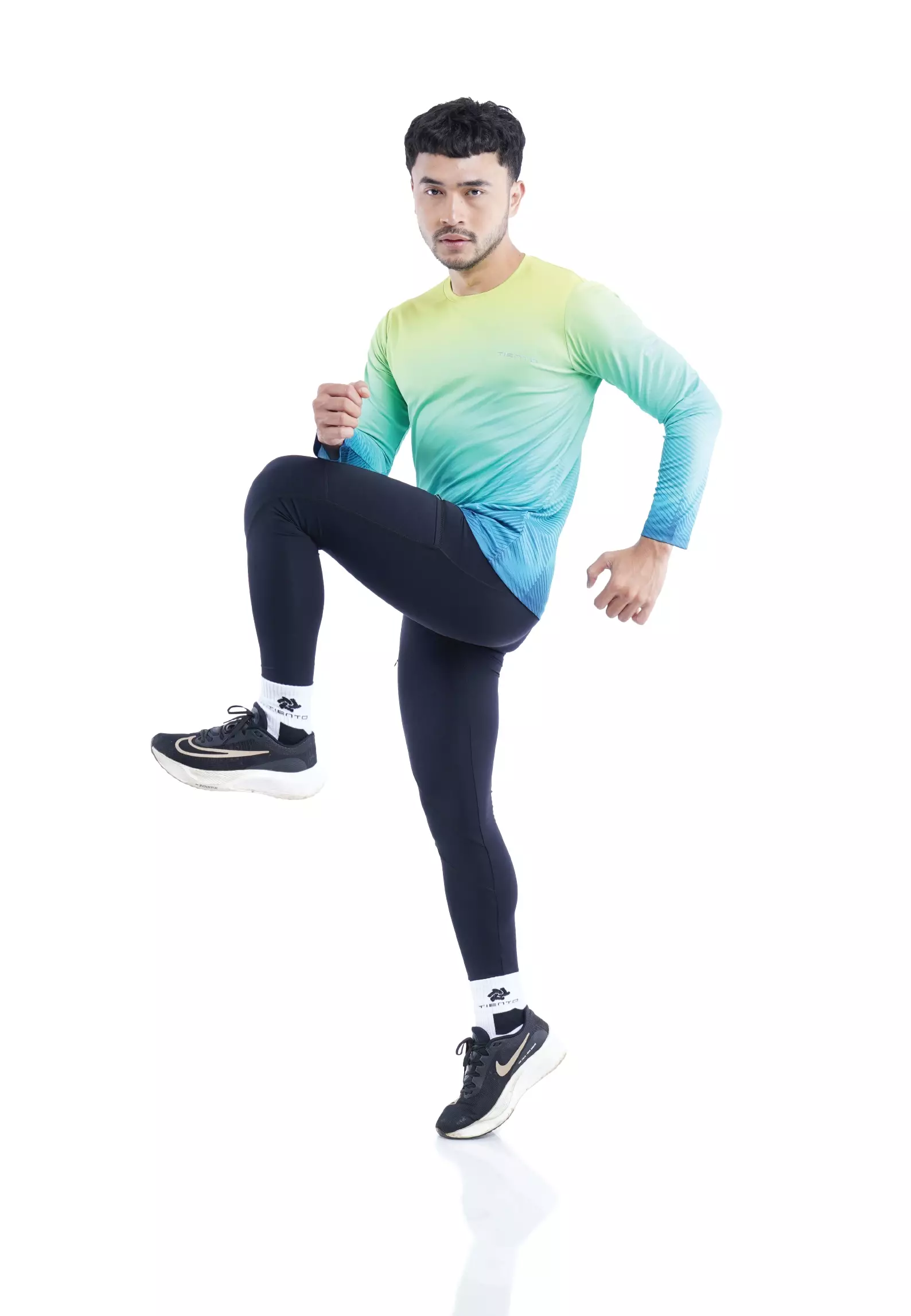 Tiento Jersey Running Anti UV Baju Olahraga Lari Pria Lengan Panjang Kaos Dryfit Long Sleeve Men Xceleration