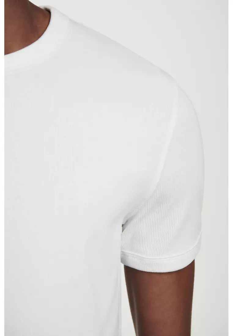 SLIM RIBBED COTTON T-SHIRT