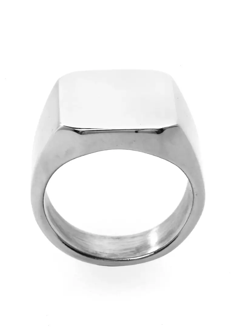 Daisy Aksesoris Pria Wanita Cincin Desain Kotak Material Titanium ORIGINAL - Silver Glossy