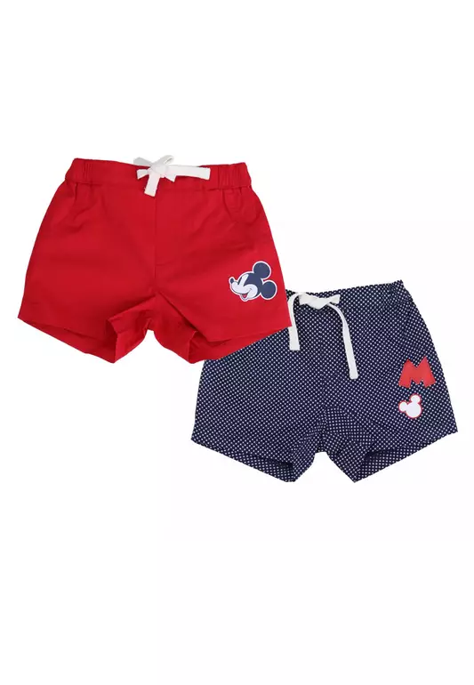 Disney Baby Newborn Mickey Mouse Shorts Pack of Two - Red/Navy
