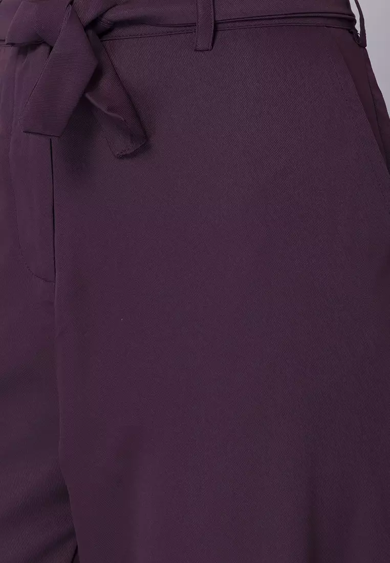 Plum High Waist Straight Fit Trousers
