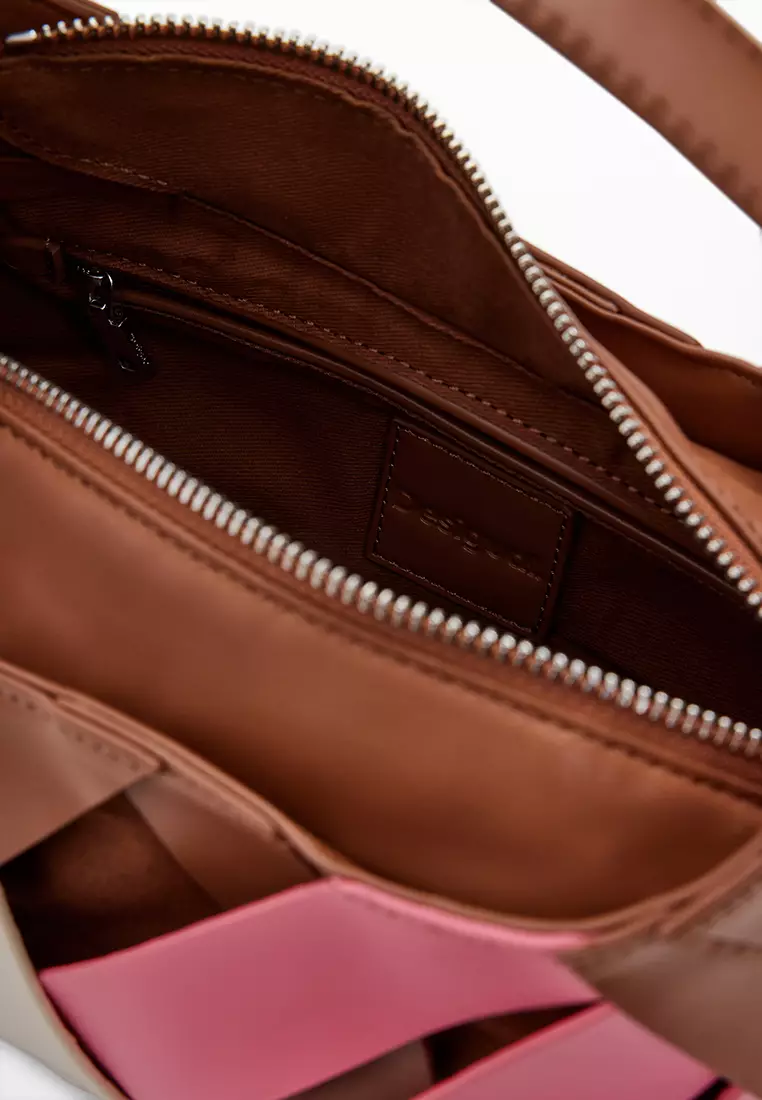 Medium braided faux leather bag