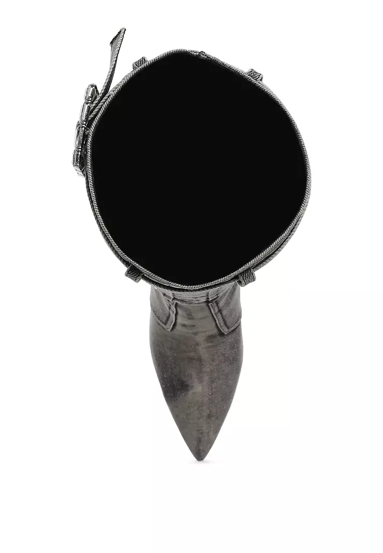 Sepatu bot denim batu warna-warni warna hitam