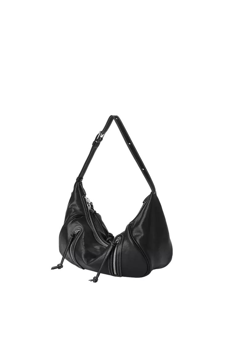 Ursula V11 2-Way Drape 小型單肩斜背袋 - 黑
