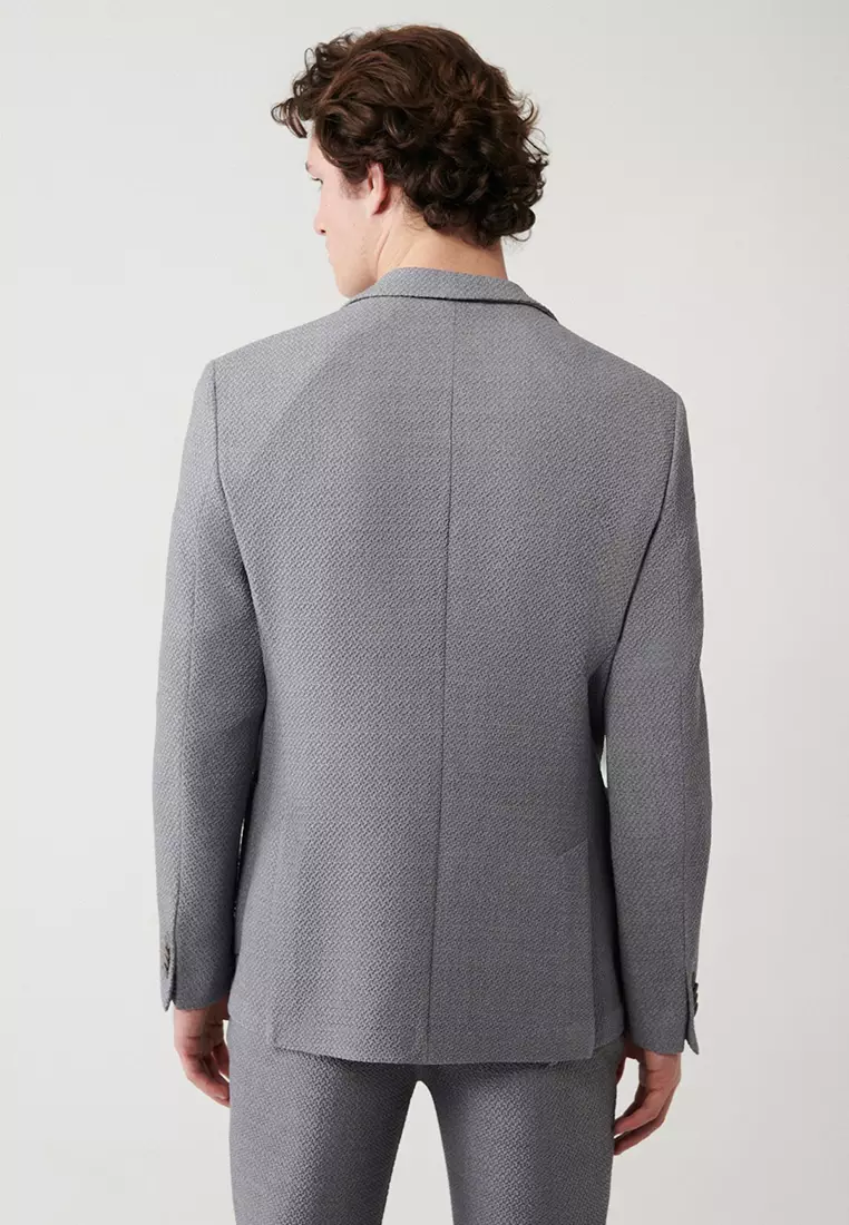 Men's Gray 360 Degree Flexible Double Slit Unlined Jacket A32Y4023