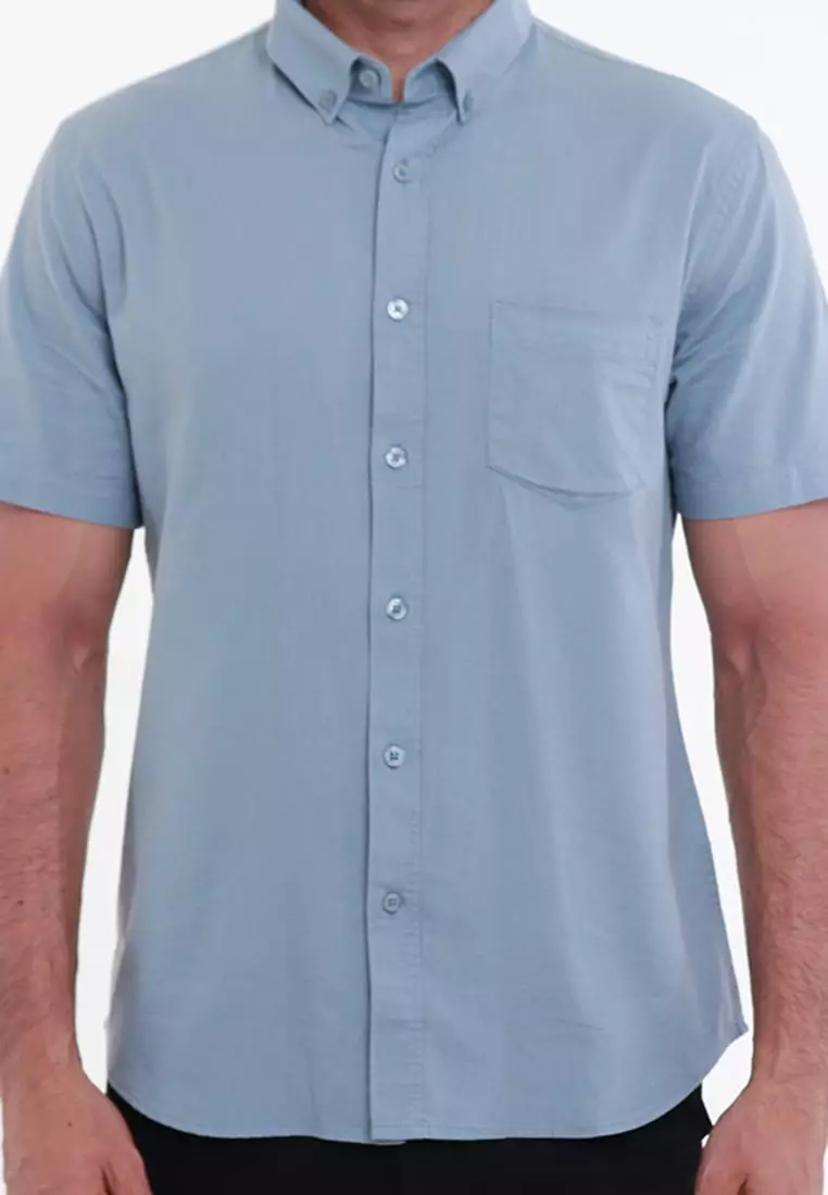 MAGINOT OXFORD 2.0 BLUE Kemeja Casual Slim Fit Lengan Pendek