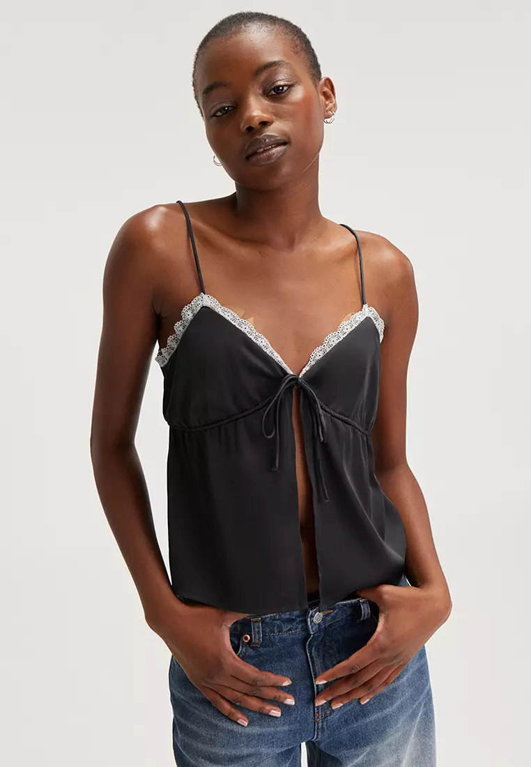 Satin strap top discount