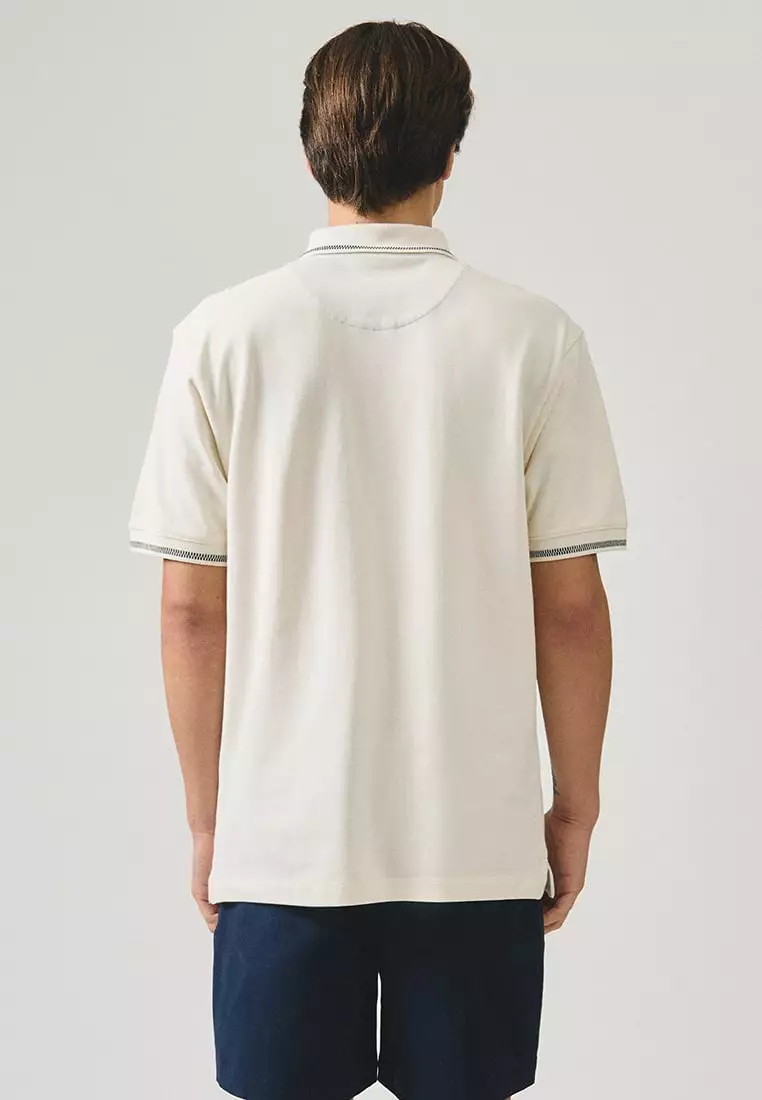Regular Fit Polo Shirt With Contrast Chest Embroidery In Pique