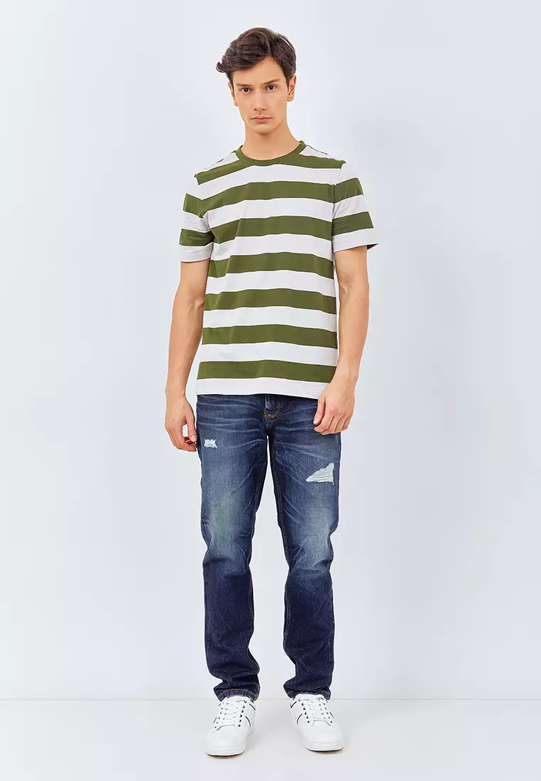 Manzone Kaos Lengan Pendek Pria ALVARO 6 Khaki  -Beige Olive