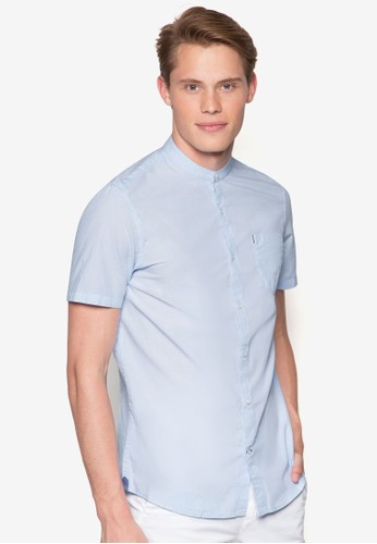 Short Sleeve Blue Enesprit hkd On End Grandad Shirt, 服飾, 襯衫