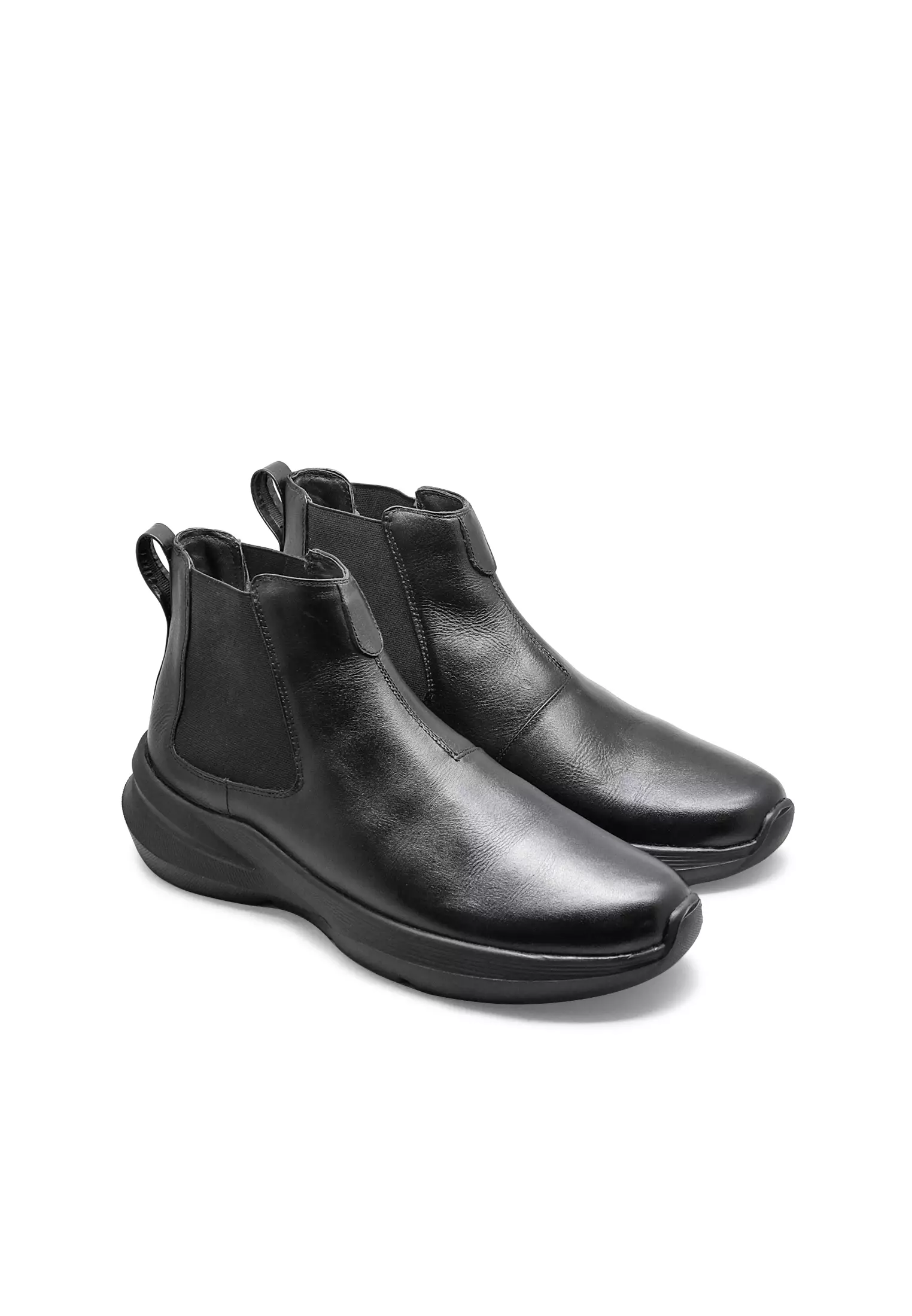 Kent Sepatu Sneakers Ankle Boots  Pria Casual Kulit Asli  Pria Cow Leather Sol Ringan Empuk - Black