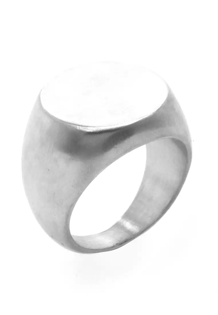 Daisy Cincin Signet Ring Desain Oval Aksesoris Pria Wanita Material Titanium ORIGINAL - Silver Doff