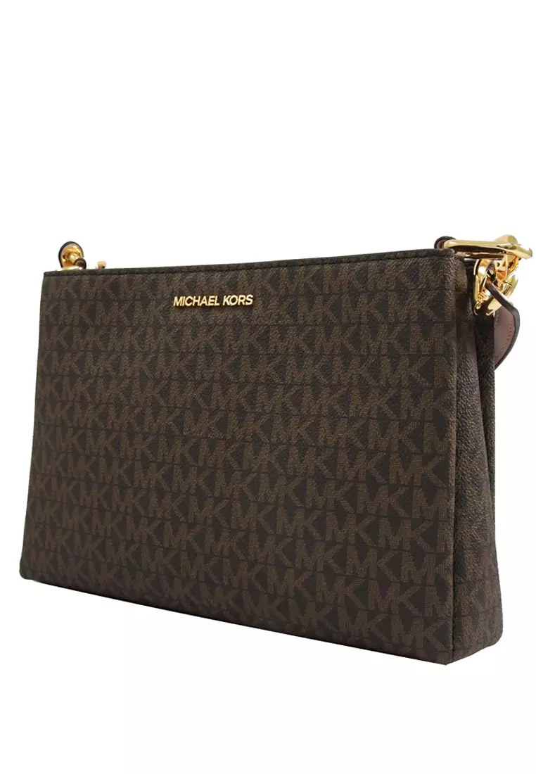 Trisha Medium Logo Crossbody Bag - Brown/Powder Blush