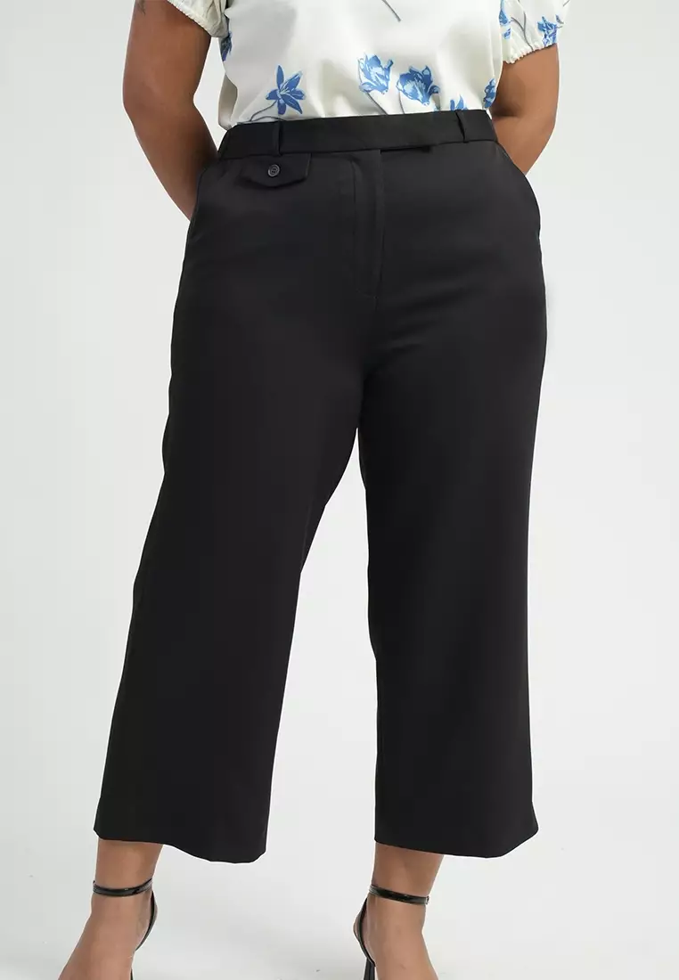 Milly Plus Size Llavina High waist Wide-Leg Trouser Pants