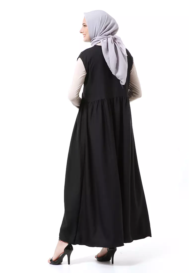 Mely Dalaman Gamis Singlet Manset Muslimah Tanpa Lengan Series Regular Fit - Hitam
