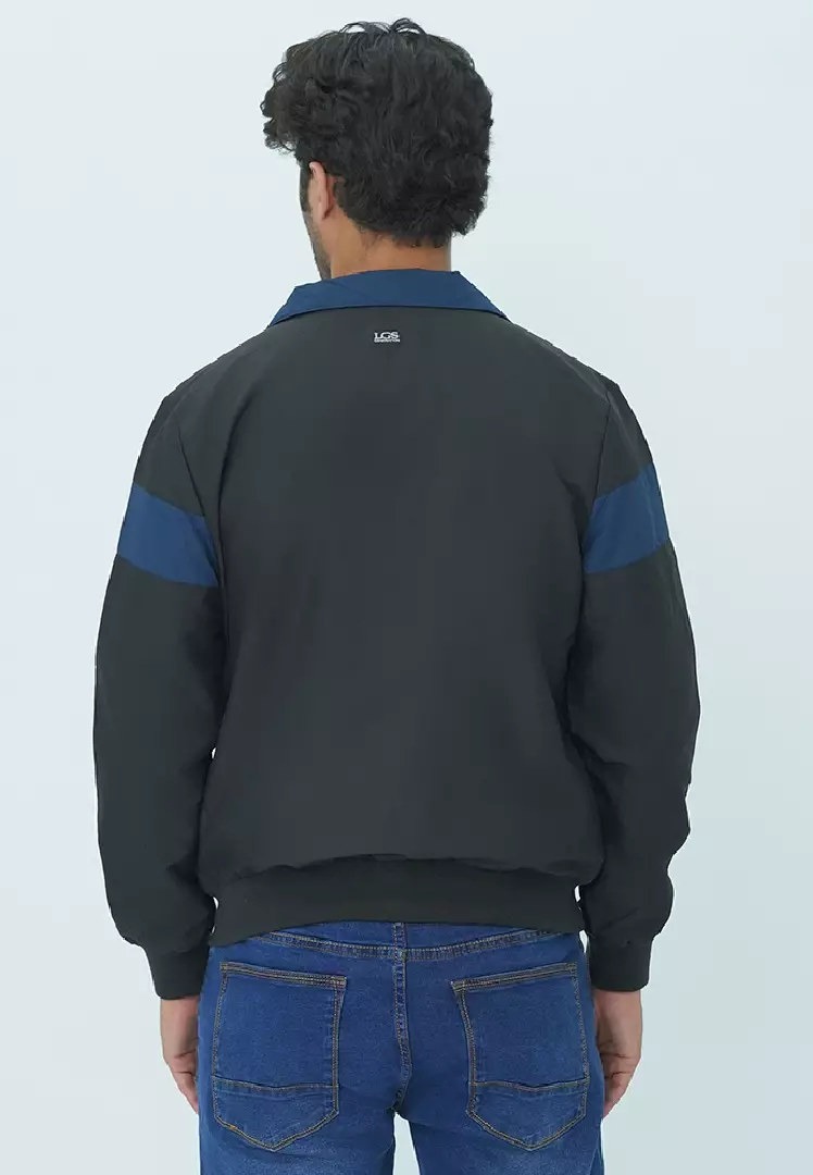 LGS - Jaket Parasut - 2 Side - Standing Collar - Biru Hitam - JJK.558.209.001.C