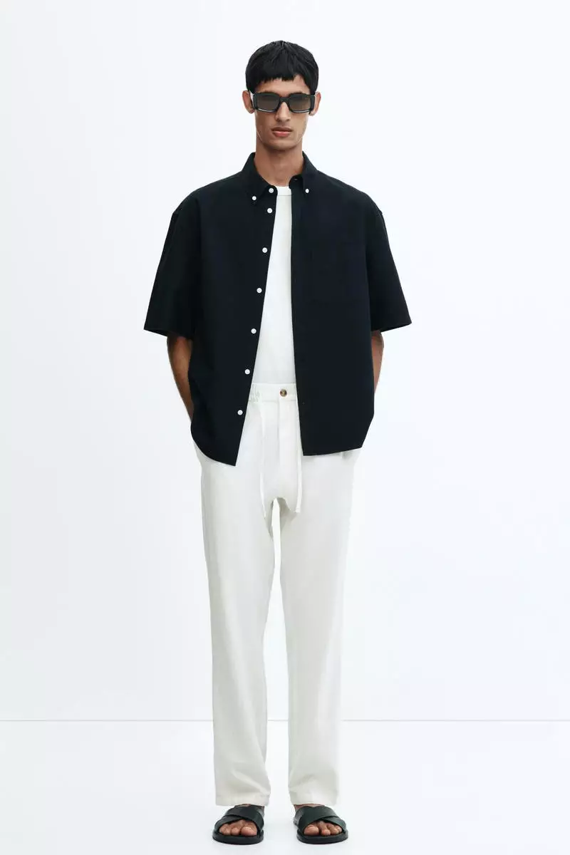 Regular Fit Linen-blend trousers