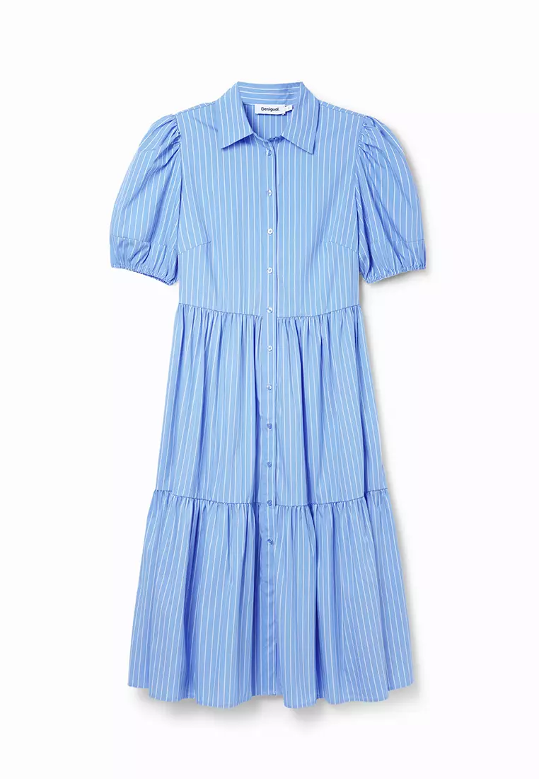 Desigual Woman Striped midi shirt dress.