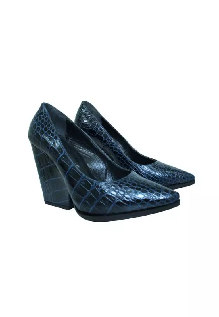 Snakeskin pumps block heel 2025
