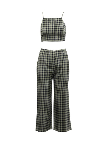 Reformation blue reformation Checked Crop Top and Pants Set D1189AADE396F3GS_1