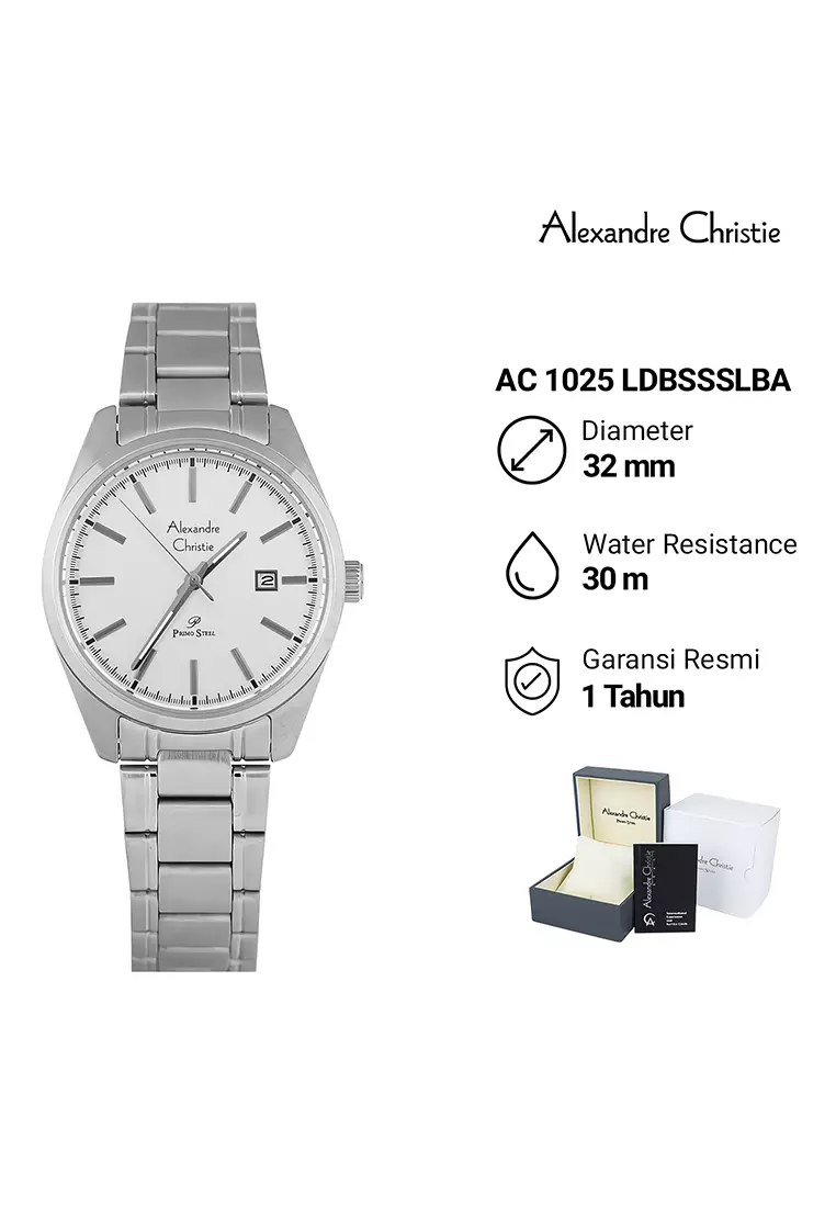 Alexandre Christie Couple Jam Tangan Analog Pria Wanita Silver Stainless Steel - 1025MELDBSSSLBA