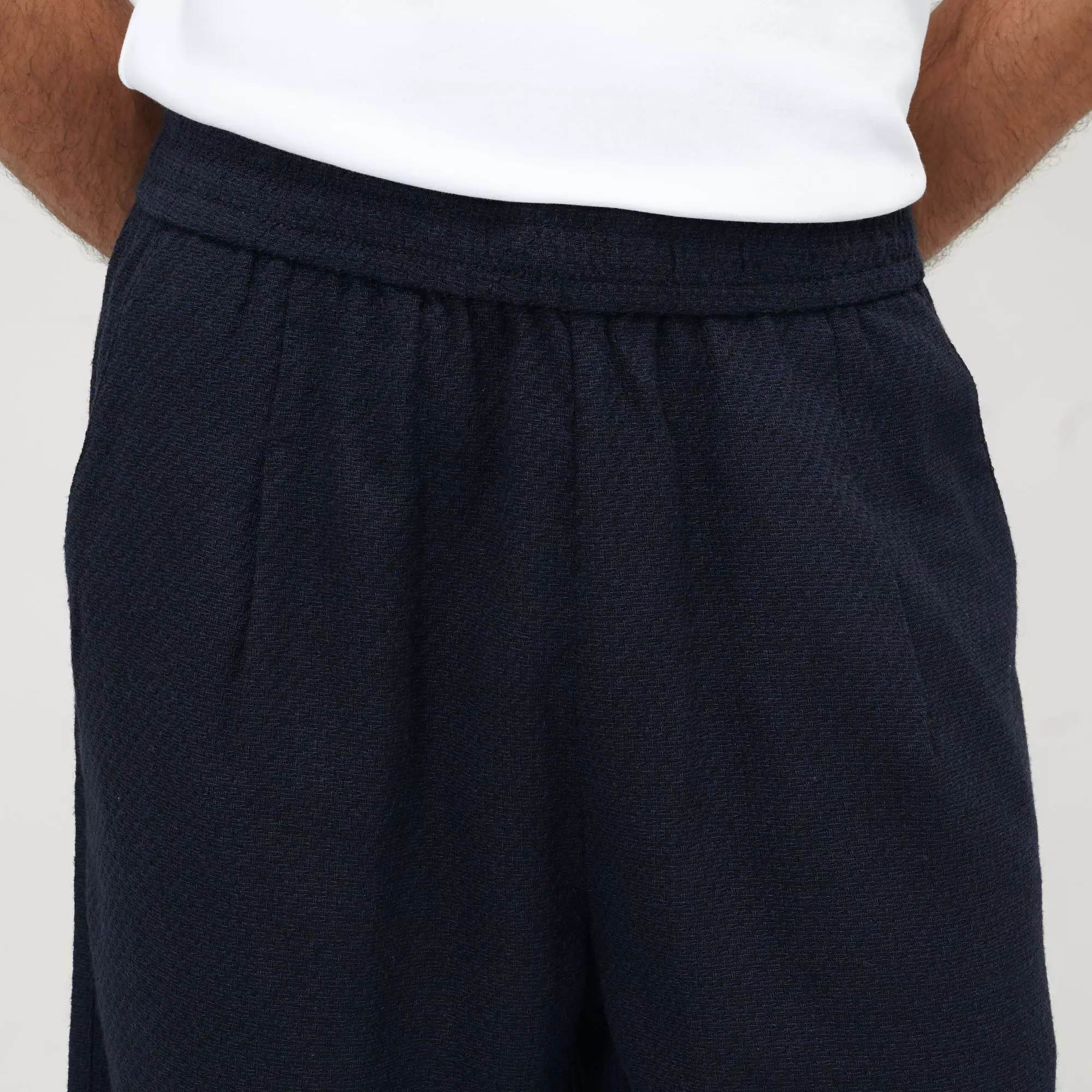 CELCIUS Relax Jaquard Pleated Pants I31000492C Navy