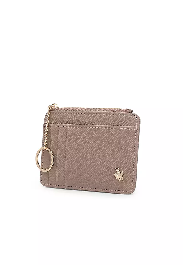 Women's Card Holder With Coin Compartment - Dark Beige