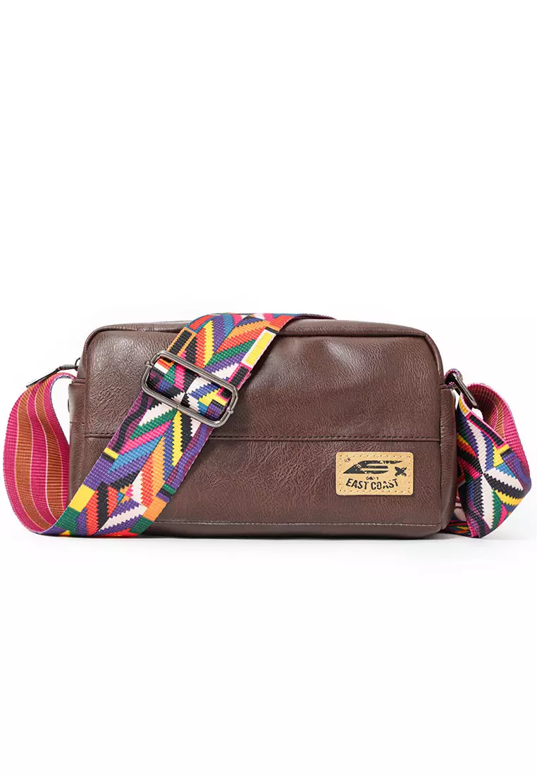 Lara Unisex Colored Strap Messenger Crossbody Couple Bag With Retro Tag