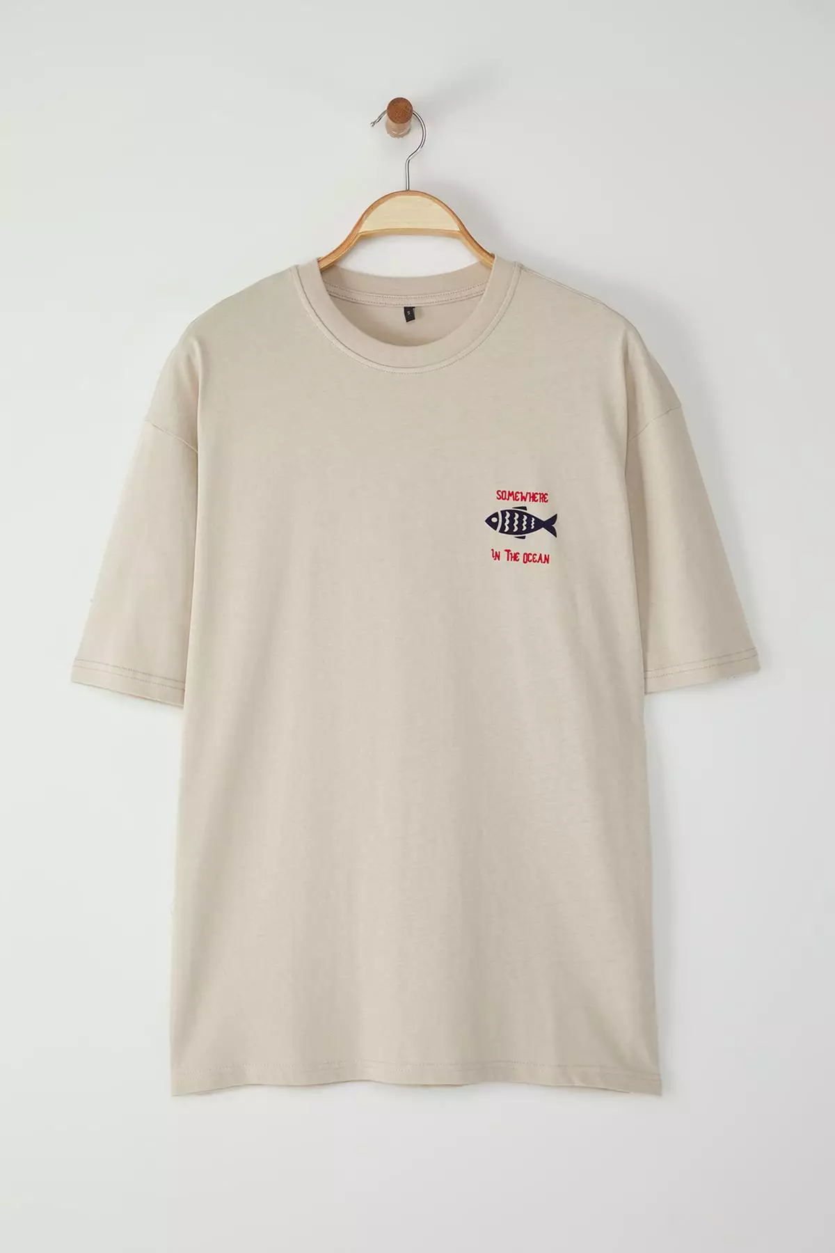 stone Oversize/Wide Cut 100% Cotton Velvet Texture Printed T-Shirt TMNSS22TS0318