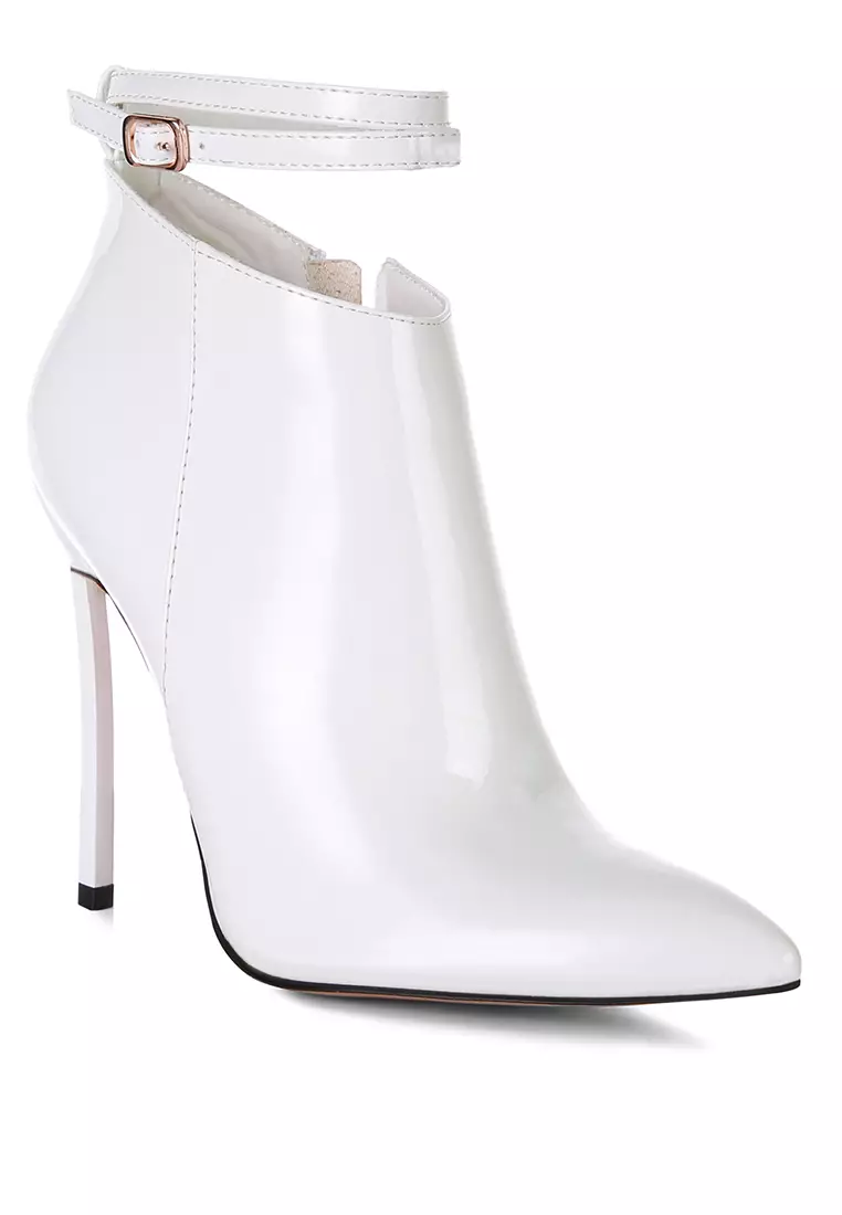 White pointed toe cheap ankle boots