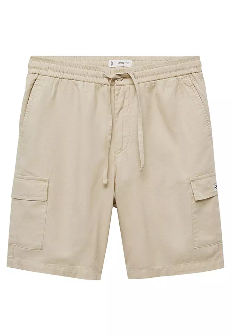 Linen Shorts Mango Short Lino Mango Linen Blend Colorful Side Zip