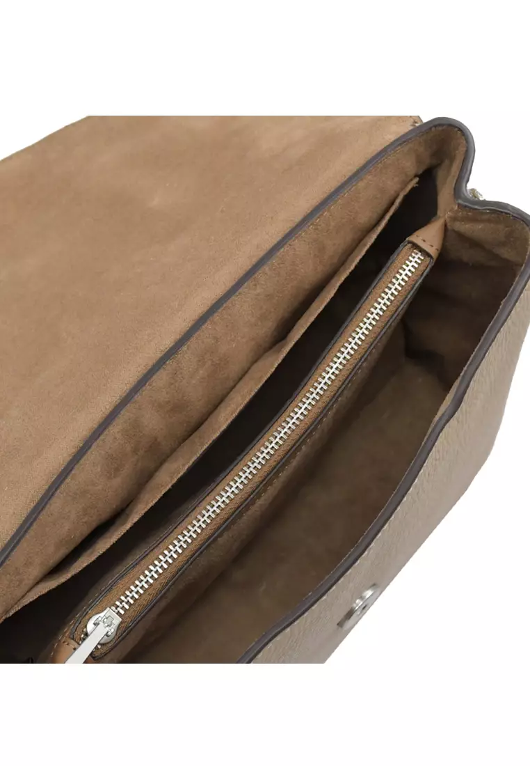 Tammie Shoulder Bag In Signature Canvas With Floral Whipstitch - Beige