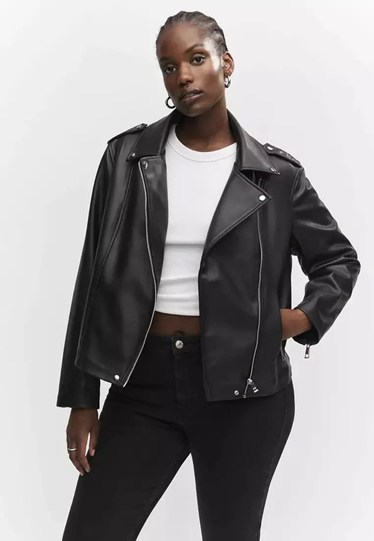 Mango applique biker jacket store