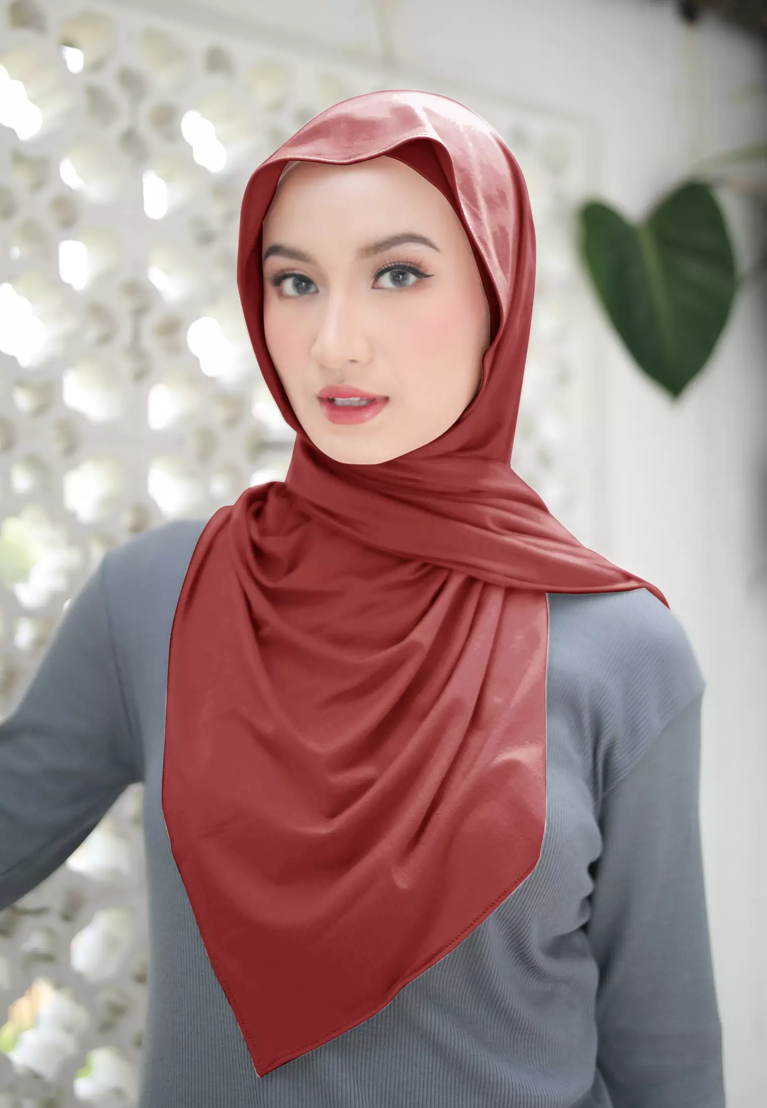 Cotton Bee - Nayma Turkey Shawl | Pashmina Rayon Premium - Red Dahlia