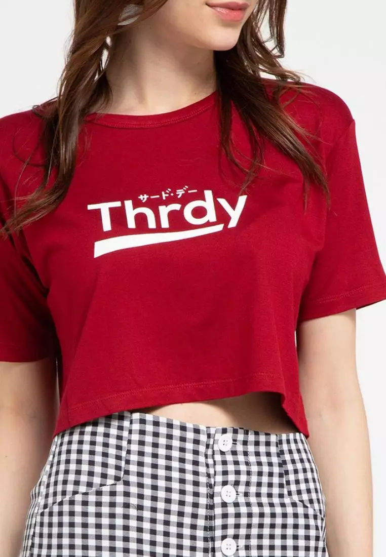 LTC79 Third Day Crop Top CL Thrdy Kaos Maroon