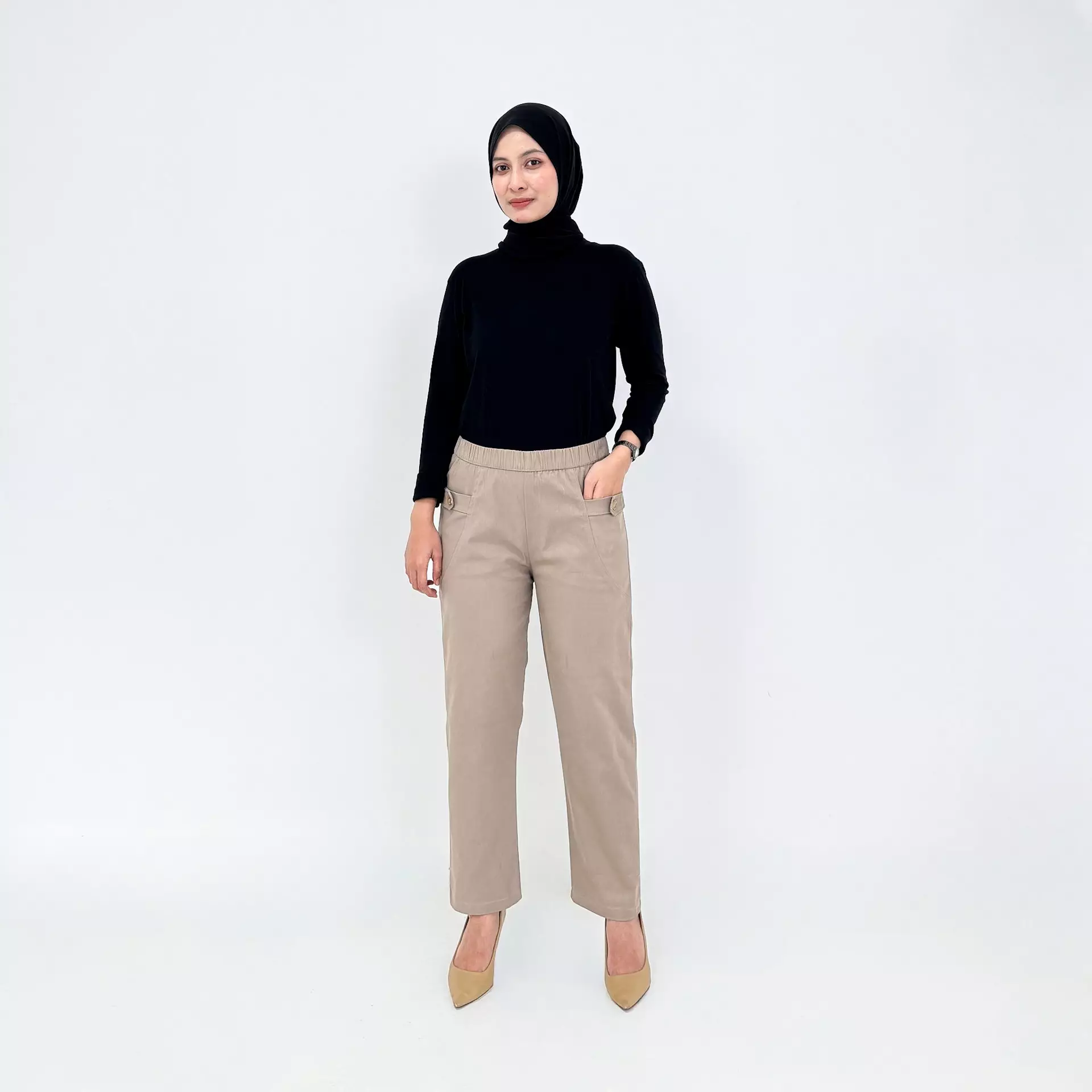 Mia Twill Baggy Pants - Celana Panjang Wanita Polos COKLAT