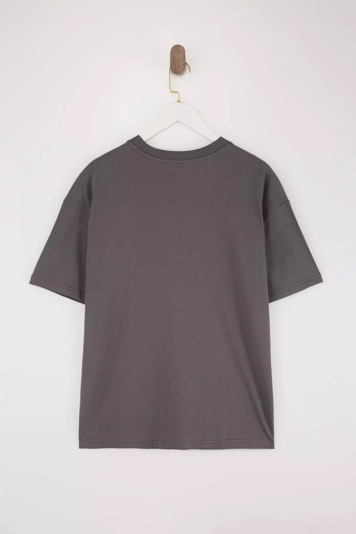 Anthracite Oversized /Wide Cut Printed 100% Cotton T-Shirt Tmnss23Ts00261