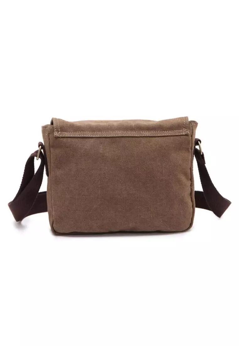 Corner Tas Selempang Pria Wanita Messenger Bag Many Slot Bahan Canvas ORIGINAL - Brown