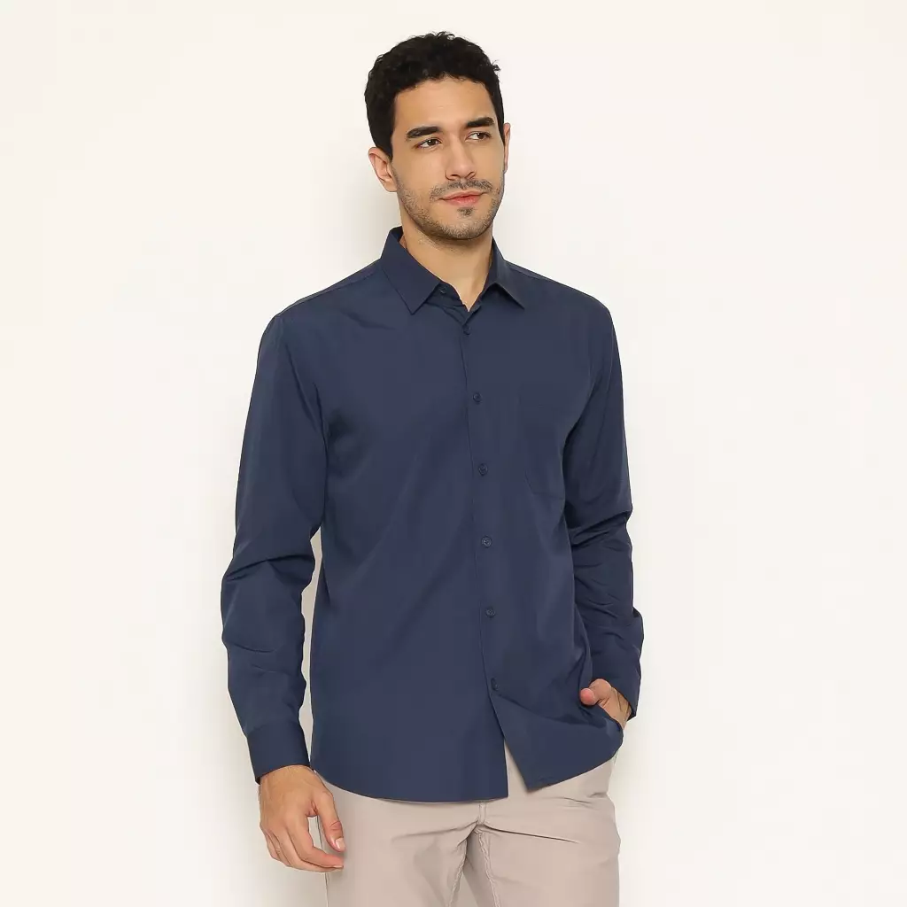 AMK Kemeja Basic Pria Lengan Panjang SHS GINJIRO L/S Navy Blue