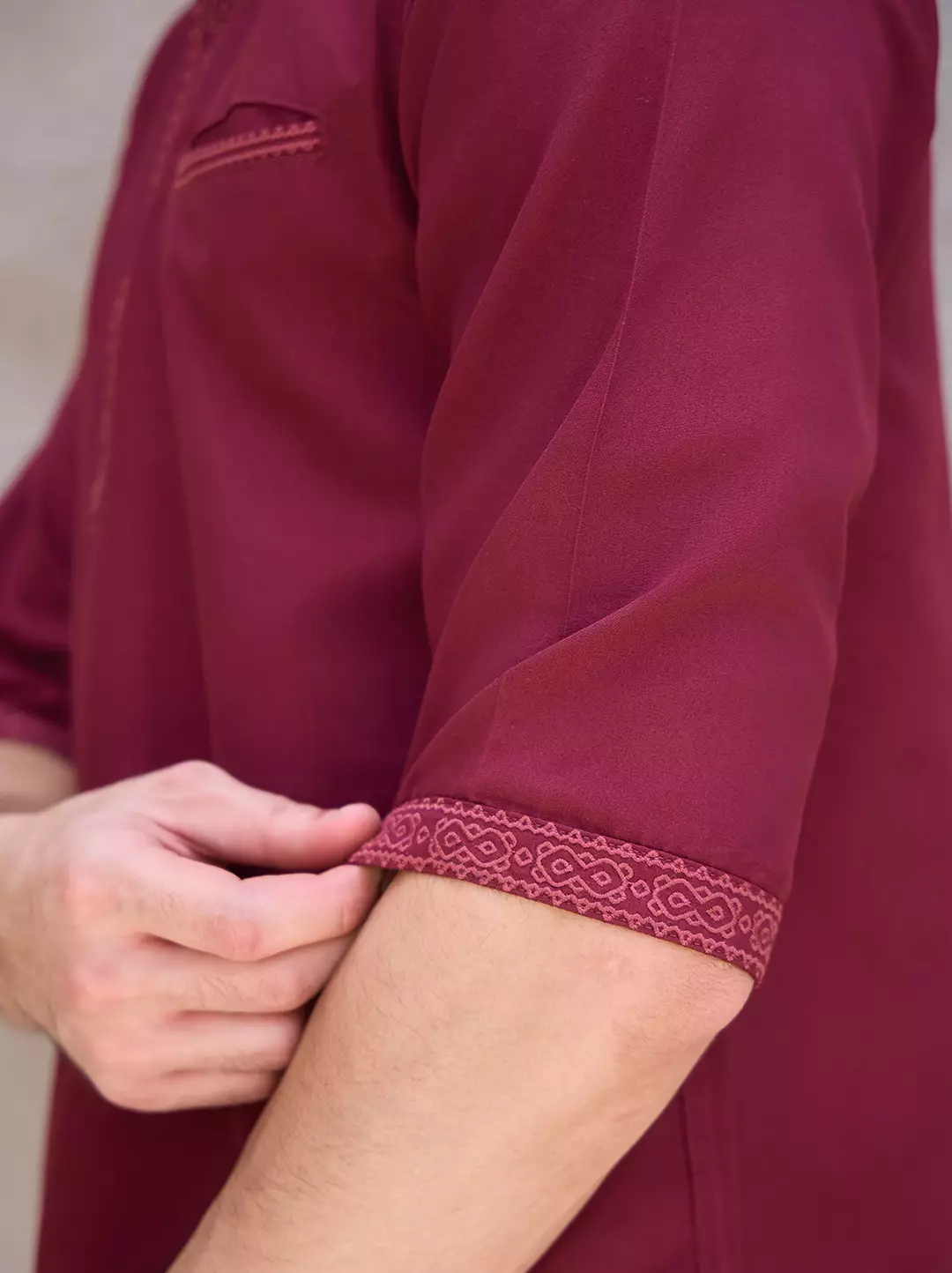 OXCON Kemeja koko Tangan 3/4 Bordir Hasbi Maroon