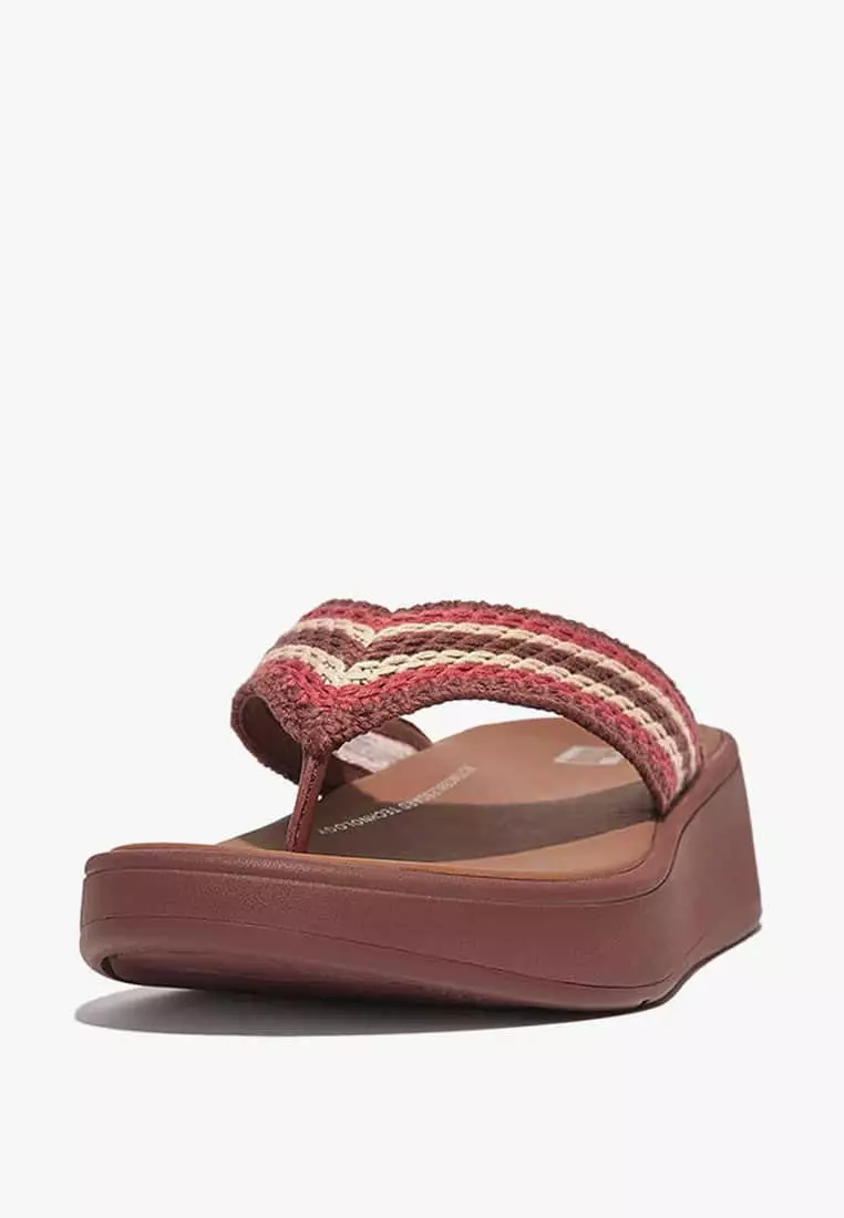 Discount on Fitflop  shoes - SKU: Fitflop F-Mode Crochet Flatform Toe-Post Sandals Gm8-886 Clay Brown