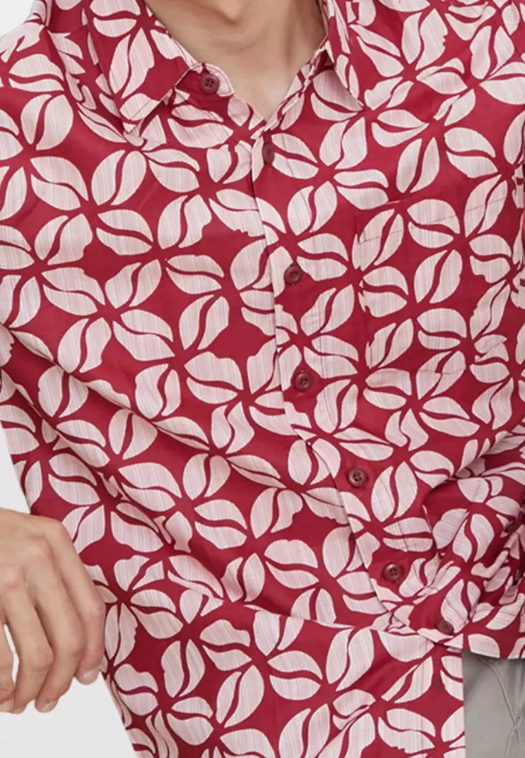 Kemeja Batik Merry Kawung Maroon